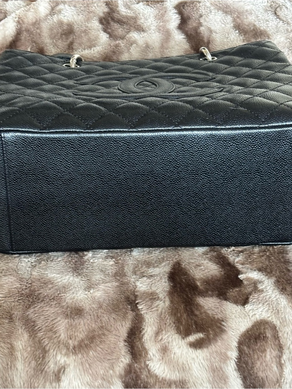 CHANEL NWT Grand Shopping Tote Black Quilted Caviar Leather W/Chain-Strap Handle - Picture 3 of 14